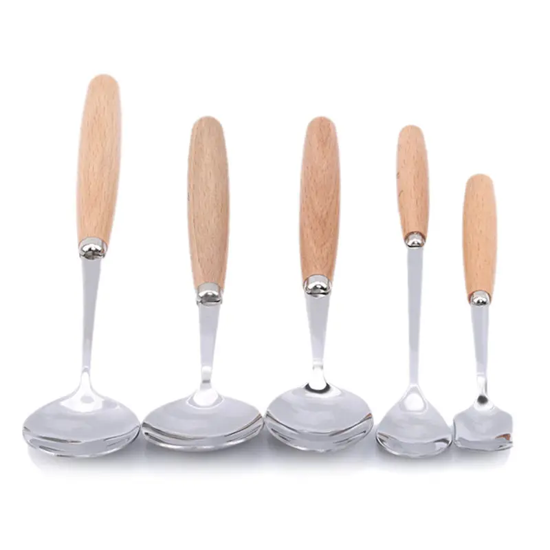 

Creative Hot 1Pc Long Wood Handled Stainless Steel Coffee Spoon Ice Cream Dessert Tea Flatware Tableware Kitchen Accessories