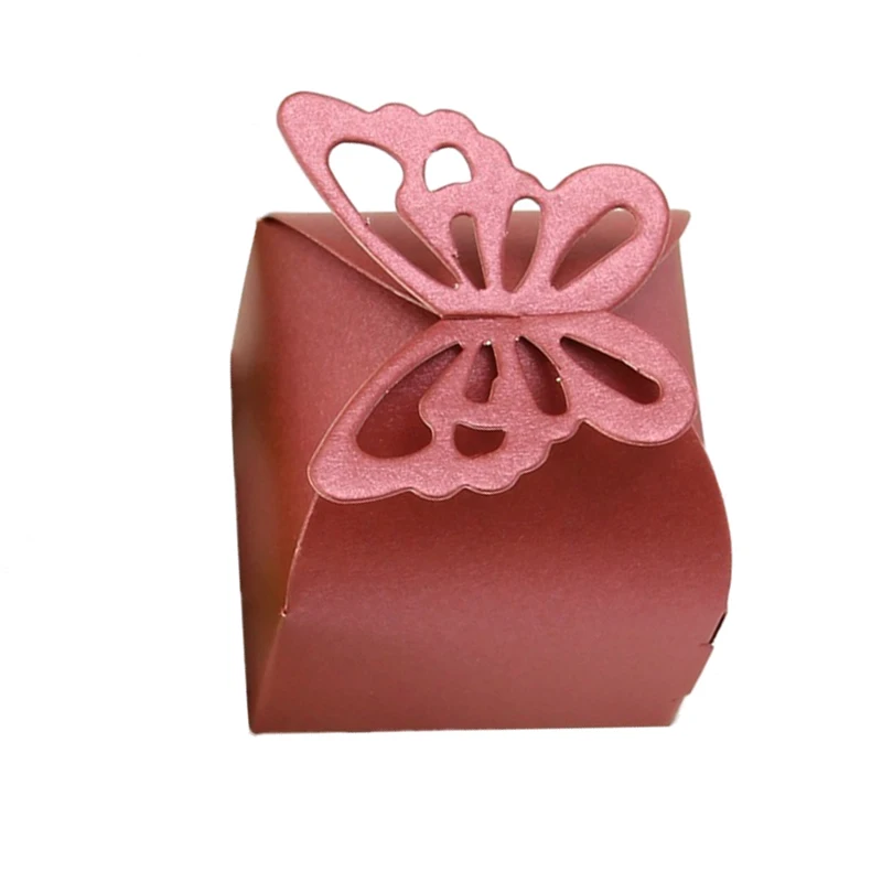 TFBC-50 шт Бабочка Конфета в подарок коробки торт стиль для свадебной вечеринки фиолетовый, красный