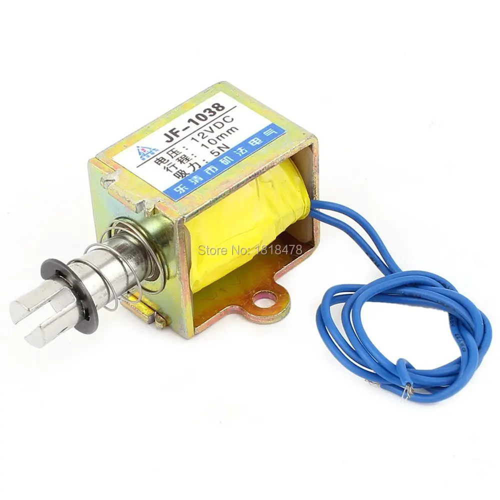 

JF-1038 DC 12V 10mm 5N Pull Open Coil Form DC Solenoid Electromagnet Actuator