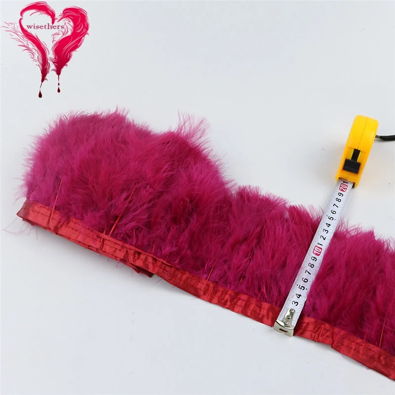 2 Meters/Lot 10-15 CM Dyed Colored Downy Turkey Marabou Feather Fringe Trimming Satin Ribbon Trim Garment Decoration 22 Colors