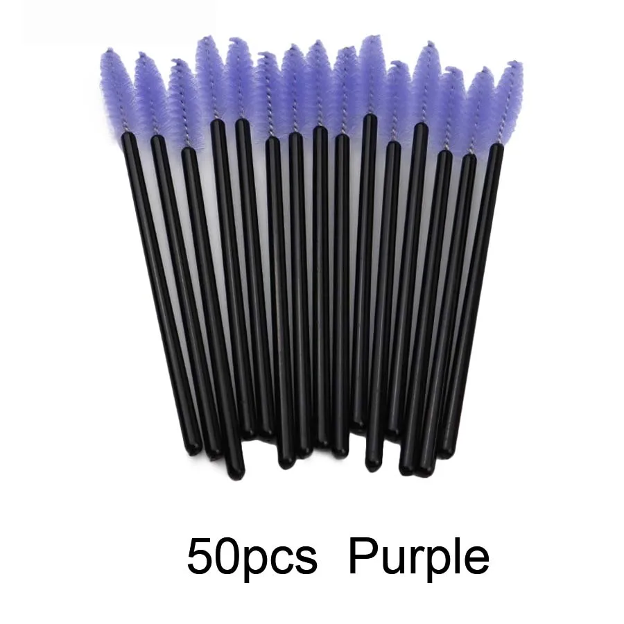 50pcs Purple Кисти для макияжа палочки 50 шт. одноразовые ресницы тушь для ресниц кисти для макияжа инструменты для наращивания ресниц принадлежности для аппликатора бровей Кисть - Цвет: 50pcs Purple