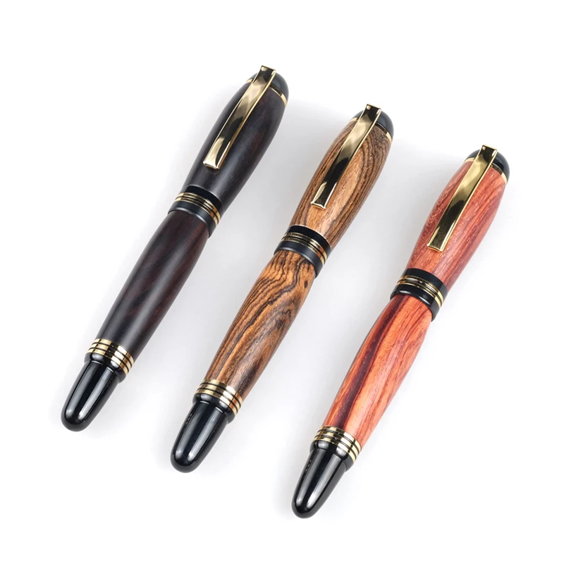 

1pc Luxuy Wood Metal Fountain Pen 0.5mm F Nib Retro Black Brown Red Gold Clip High-end Business Office Heavy Gift Pens