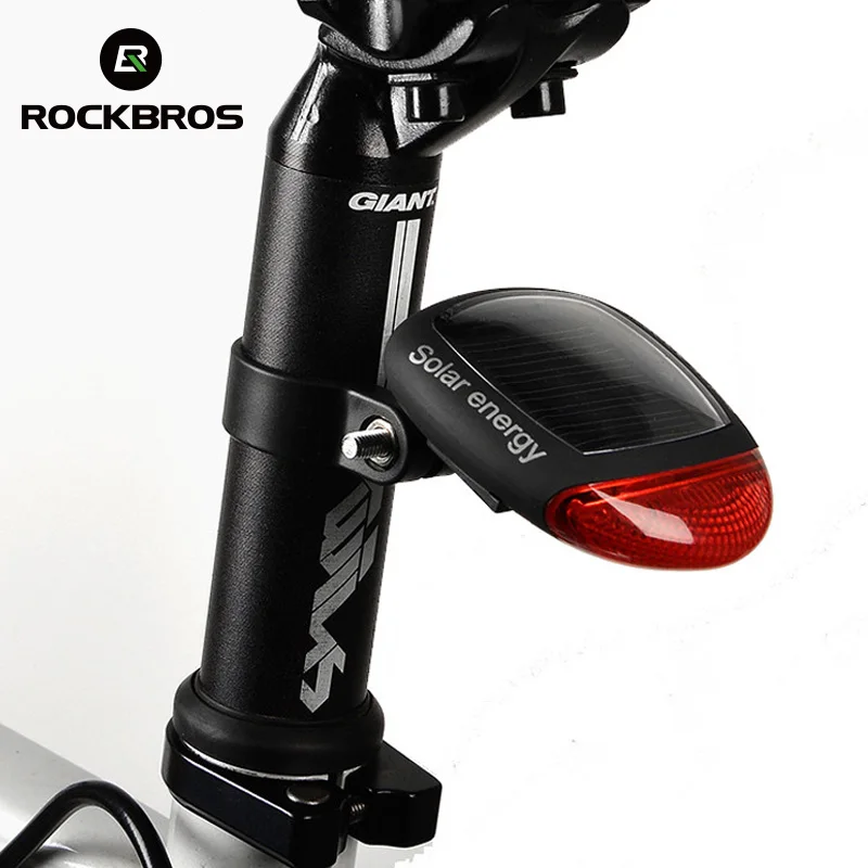 

ROCKBROS Solar Power Bike Bicycle Led Light Cycling Outdoor Sports Seatpost Rear Tail Red Taillight Led Bicycle Accessories 2017