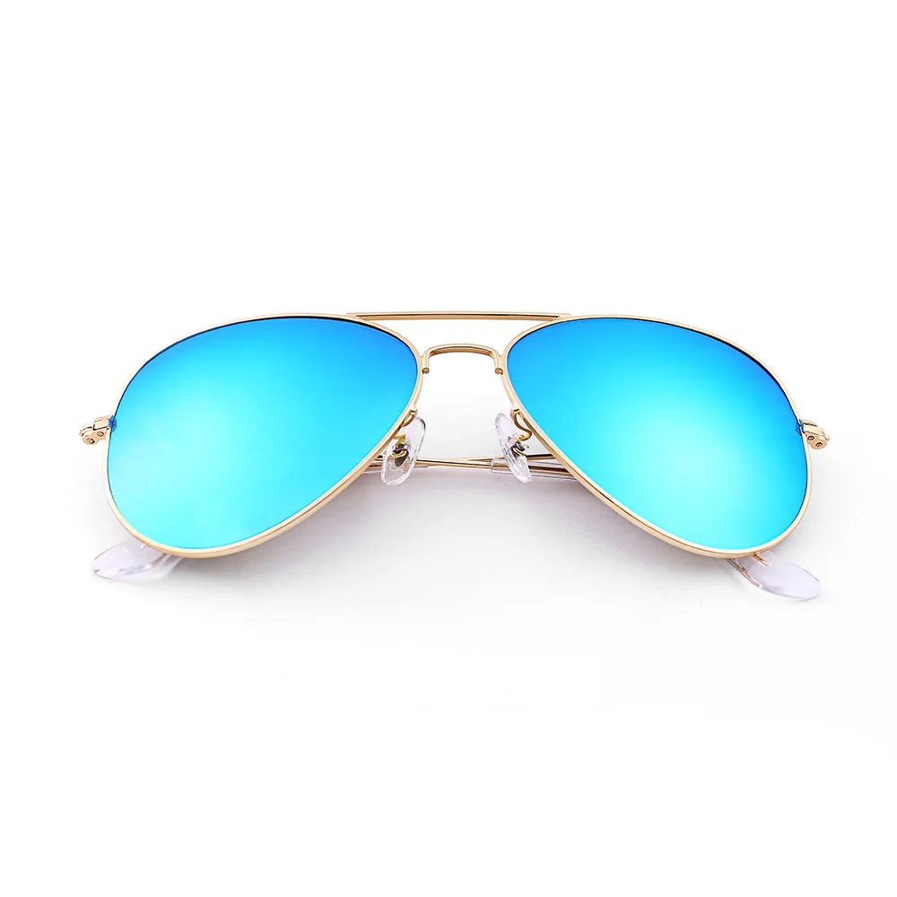 Настоящие стеклянные линзы, Классические Винтажные Солнцезащитные очки es для женщин и мужчин, роскошный дизайн, брендовые ретро солнцезащитные очки для вождения, женские солнцезащитные очки для мужчин - Цвет линз: gold blue