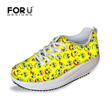 FORUDESIGNS/женские туфли на платформе с милым смайликом Модные дышащие туфли на плоской подошве, увеличивающие рост, на шнуровке, обувь для похудения