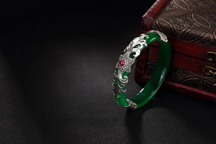 thai prata jade flor rubi pulseiras