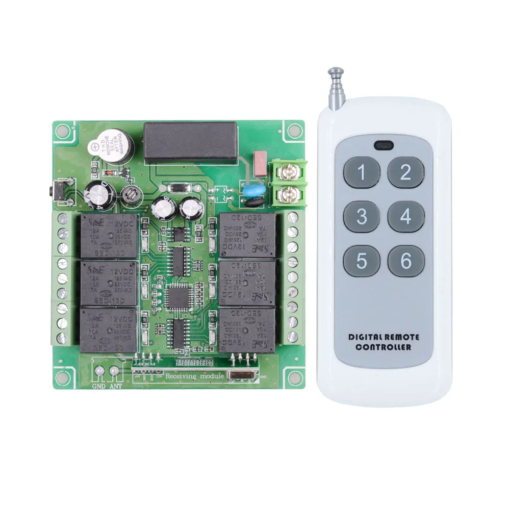 

1000M Long Distance AC 110V 220V 6CH Wireless Remote Control Switch Wireless Switch System With 6 Button Transmitter
