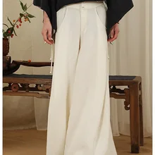 Свободные штаны женские свободные белые широкие штаны s Tencel элегантные сказочные штаны 17390-51