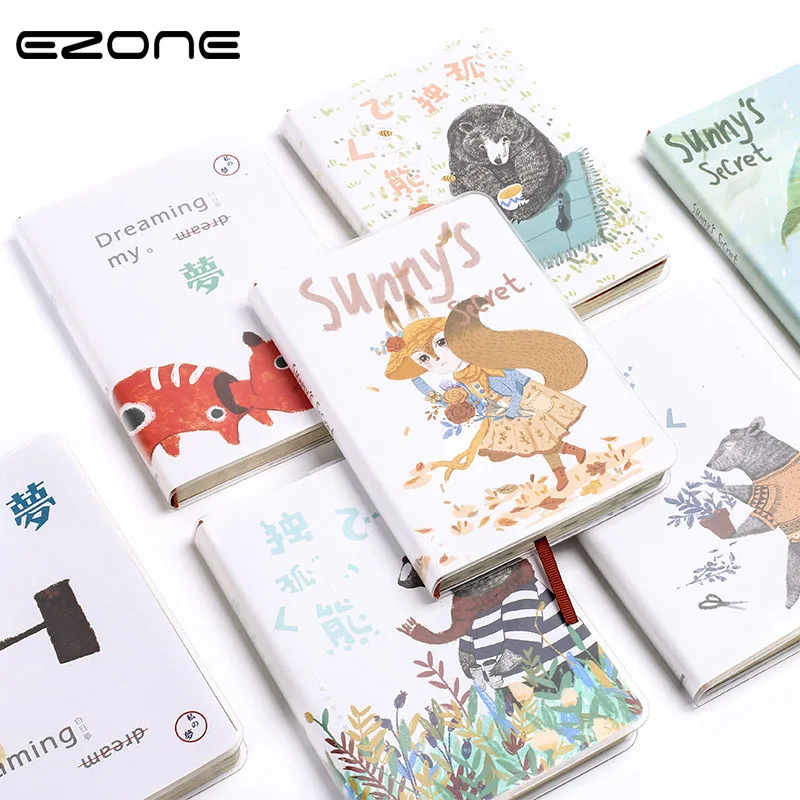 

EZONE Cartoon Animal Notebook Hippo/Cat/Dog/Bear/Squirrel Coloured Drawing Hand Account Diary Journal Stationery School Supply