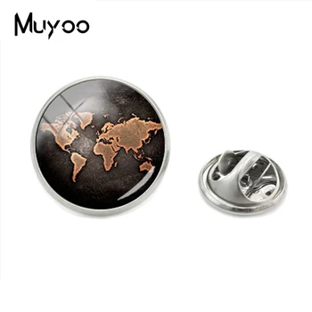 빈티지 월드 시티 맵 옷깃 핀, 파리, 런던지도, 레트로 스타일 유리 카보 숑 쥬얼리 칼라 핀, 남성 선물용, 2019 년 신제품
