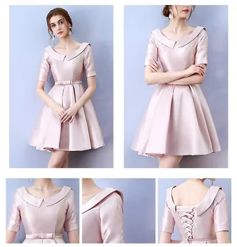 

Legant Sexy Bridesmaid Dress Above Knee Mini Dress Empire Back of Bandage Red Bean Pink Colour Wedding Guest Dress