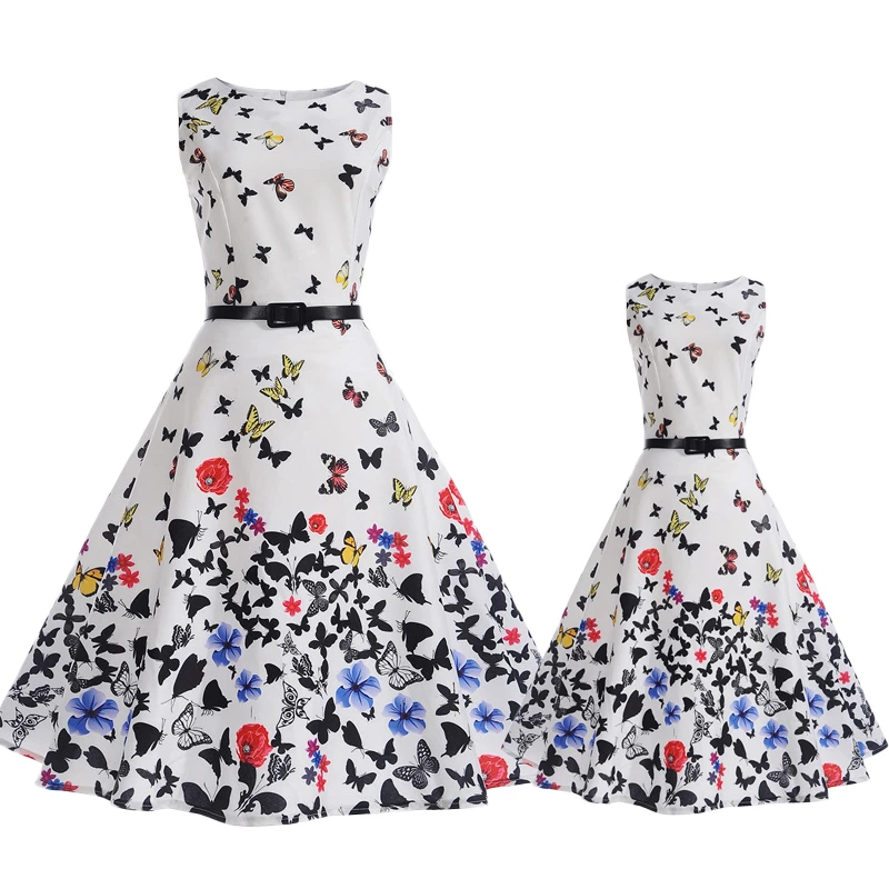 

Mother Daughter Butterfly Dress 2018 New Arrival Muti Color Family Matching Outfits Sleeveless Floral Print Dresses MK08