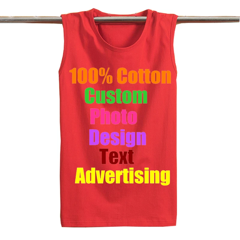 

2019 hip hop Oversized Mens Male Unisex Sleeveless Vest Custom Logo Photo Text Cotton Man Tees Tanks Boy Sportwear 5XL 6XL