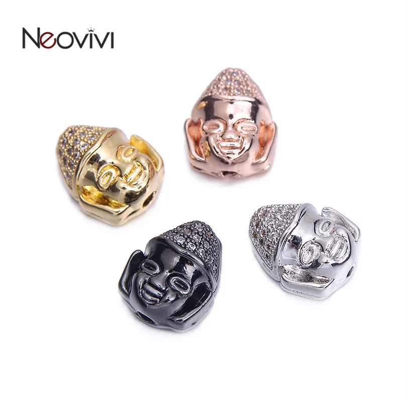 Neovivi бусины голова Будды микрозакрепка белый циркон медный буддийский