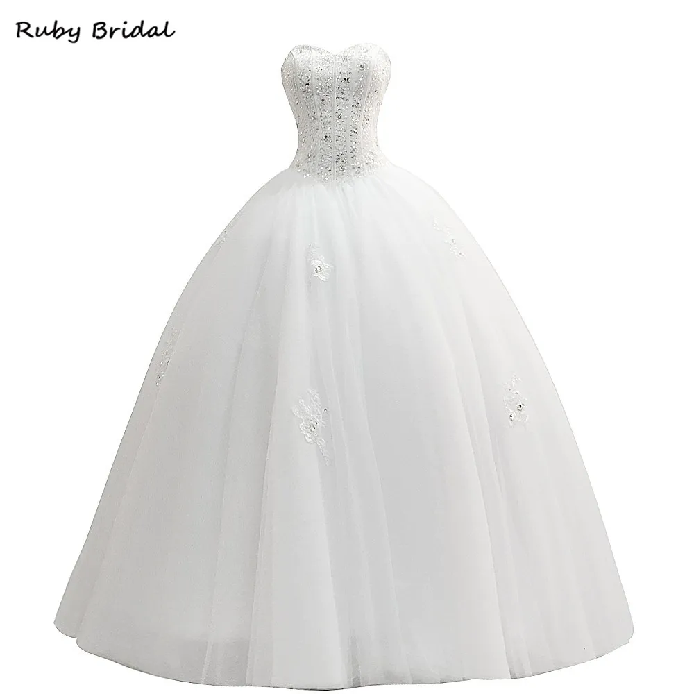 Ruby Bridal 2017 Элегантное длинное свадебное платье Vestido De Noiva бальное белое цвета