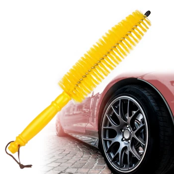 

CITALL Car Auto Vehicle Motorcycle Wheel Tyre Tire Rim Hub Long Brush Scrub Cleaner Wash Cleaning Tool Yellow