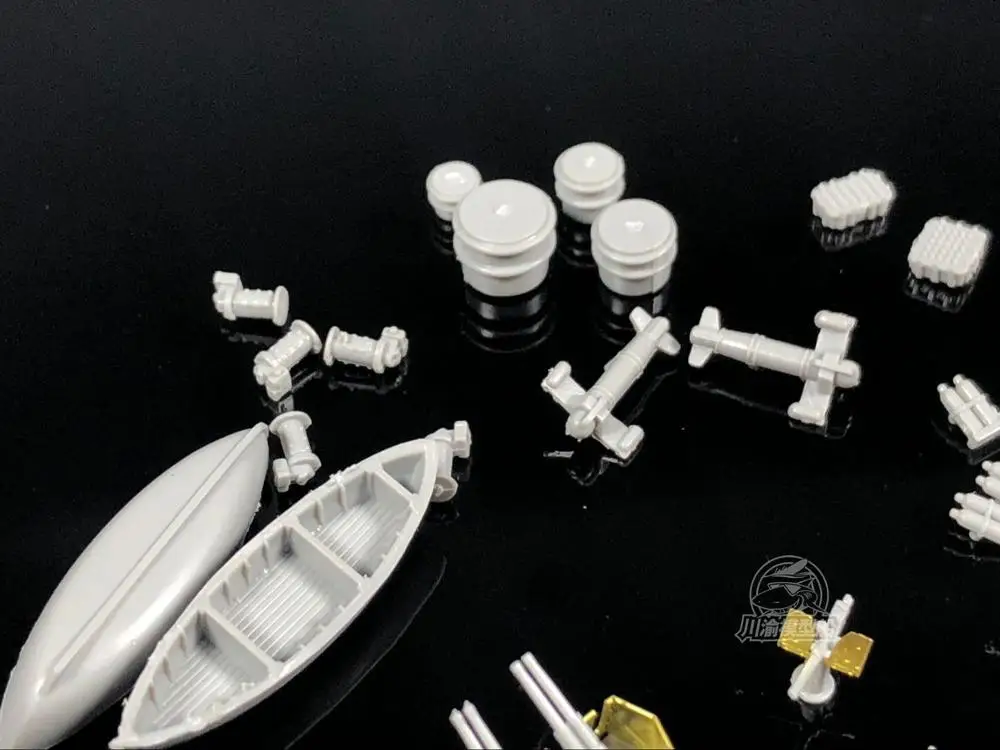 Upgrade Set for 1/350 Scale WWII US Navy Ship Model(Bofors Oerlikon Raft Lifeboat Anchor) CYE012