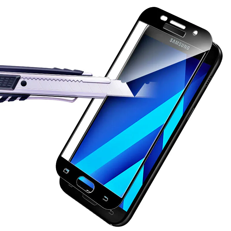 Full Screen Protector for Samsung Galaxy A8 Star A9 Plus C9 Pro Tempered Glass A3 A5 A6 A7 2016 2017 2018 | Мобильные телефоны и