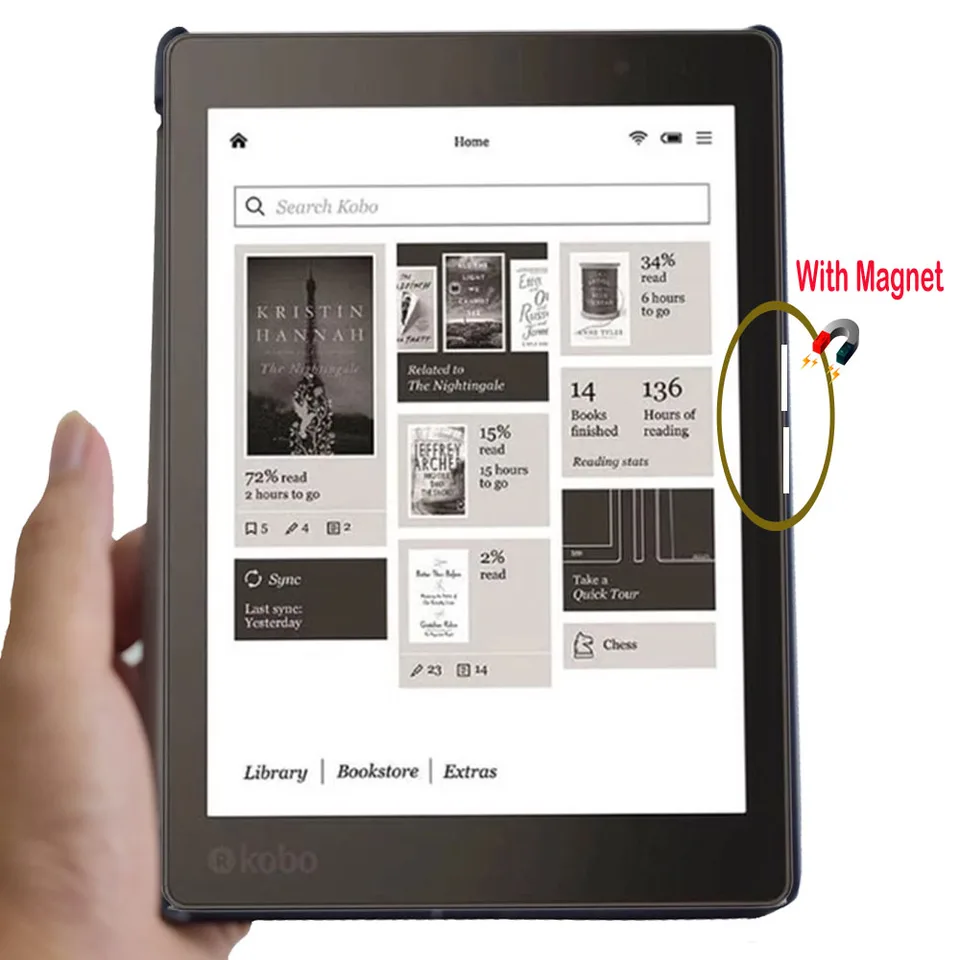 Hoesje voor Kobo Aura HD 6.8 N204B - PU-Lederen Hoes met Smart Slim Folio Cover - Auto Wake/Sleep E-Reader Bescherming (Bruin