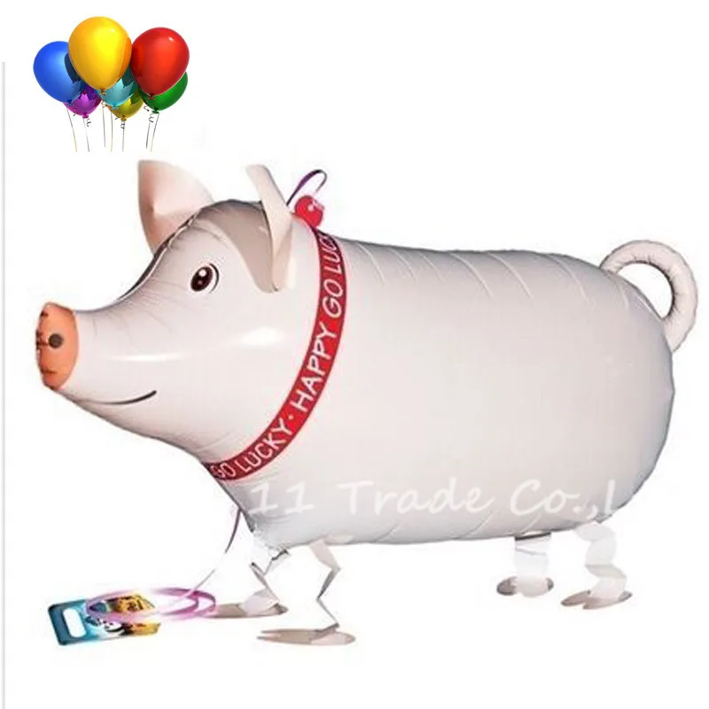 2017 New Arrived pet walking Pink pig balloon very cute party decoration walking animals pet air balloon for baby free shipping