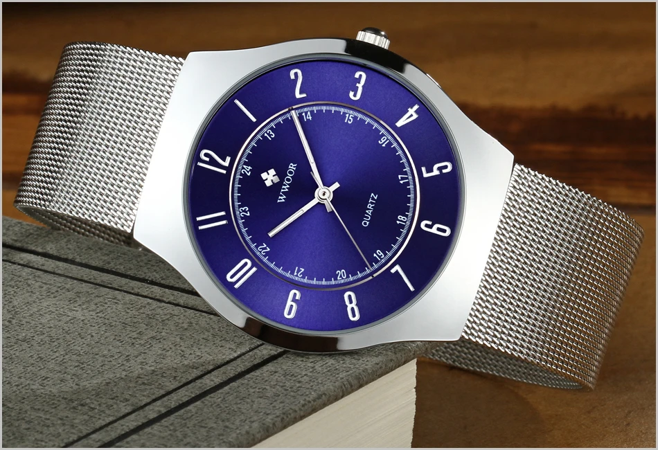 Топ люксовый бренд WWOOR мужские Ультра тонкие водонепроницаемые спортивные часы мужские кварцевые наручные часы мужские черные часы relogio masculino