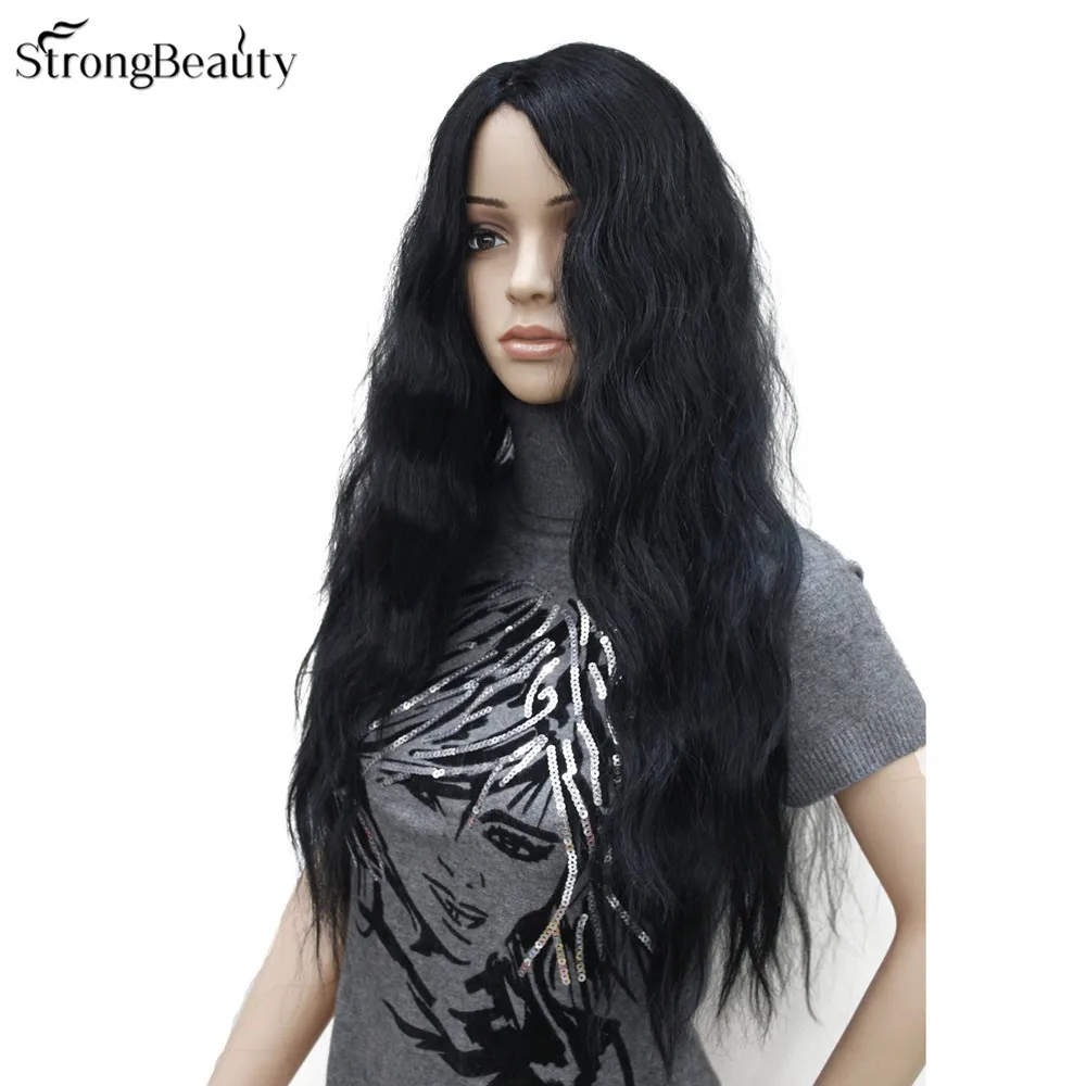 Wanita Fashion Panjang Keriting Wig Rambut Gelombang Benda Hitam