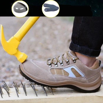 

Mens Steel Toe Cap Work Safety Shoes Man Puncture Proof Construction Work Boots Oil resistant acid alkali resistant Safety Shoes