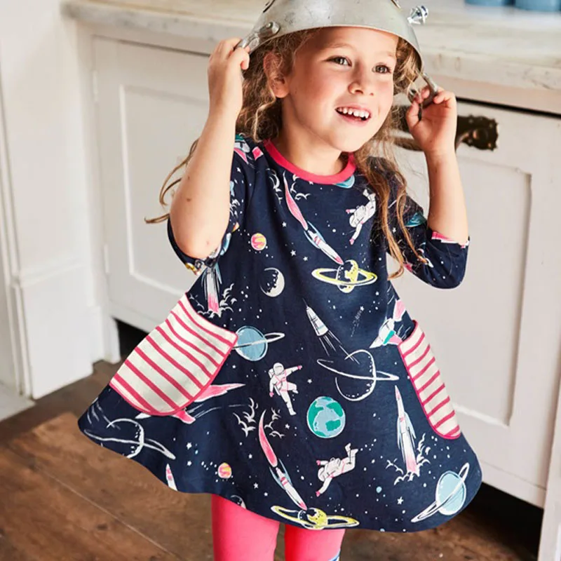 

Girls Dress Christmas Long Sleeve Kids Dresses for Girls Clothes Animal Appliqued Casual Brand Unicorn Dress Fall Robe Enfant