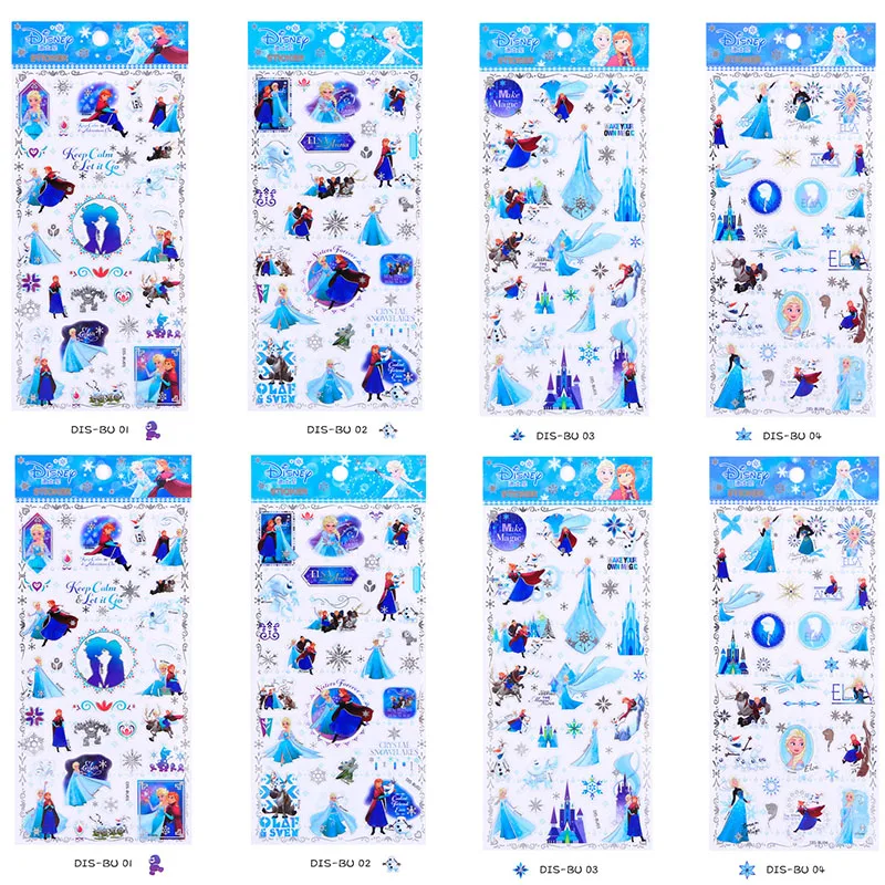 8 листов / комплект Disney Frozen elsa и Anna Princess скрапбукинг для детских комнат декор дневник украшения ноутбука игрушки 3D наклейки - Цвет: DIS-BL 8Pcs Alsa