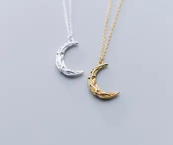 

1pc Punk Women's 100% real. Silver 925 Fine Jewelry Braid Crescent Moon Pendants Necklace Gift GTLX1887