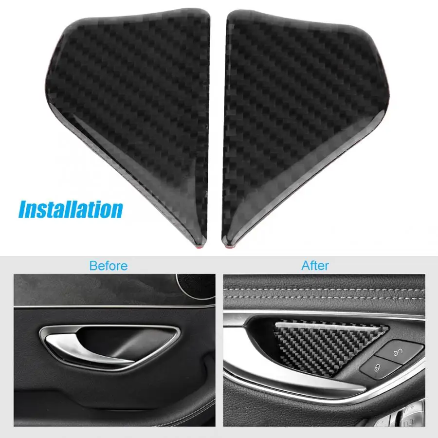 4Pcs Carbon Fiber Car Interior Door Handle Bowl Cover Trim for Mercedes C Class W205 C180 C200 GLC Car Styling