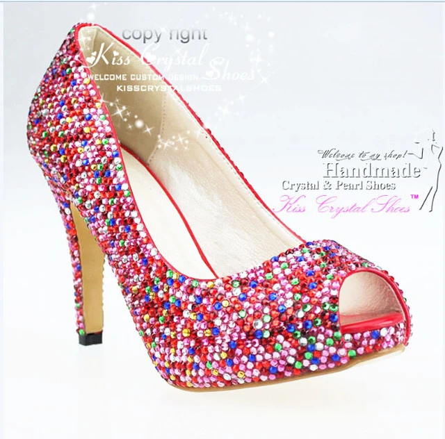 red sparkly prom shoes