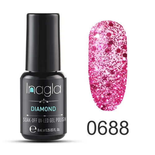 Inagla, Классический Гель-лак, долговечный УФ-светодиодный светильник, отмачиваемый Гель-лак для ногтей, блестящий гель для маникюра, Блестящий лак для ногтей, Алмазный гель - Цвет: 0688