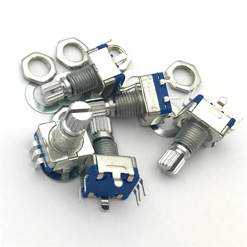 

5pcs/lot Rotary encoder code switch/EC11/ audio digital potentiometer,with switch,5Pin handle length 15mm