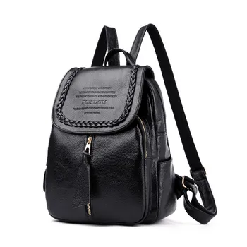 

Ygdb Brand Women Black Backpacks Small Zipper Bag 2019 Casual Ladies College Preppy School Bags PU Female Backpack 6023#
