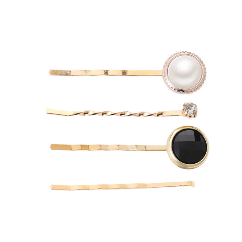 Kymyad 3Pcs/ Set Korea Fashion Metal Hairpins Imitiation Pearl Beads Hair Clips Bobby Pin Barrette Hairpin Hair Accessories - Metal color: 19