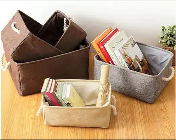 

Clothing Storage Box Organizer Folding Linen Cotton Underwear Laundry Storage Basket Toys Sundries Organizer Basket Home Storage