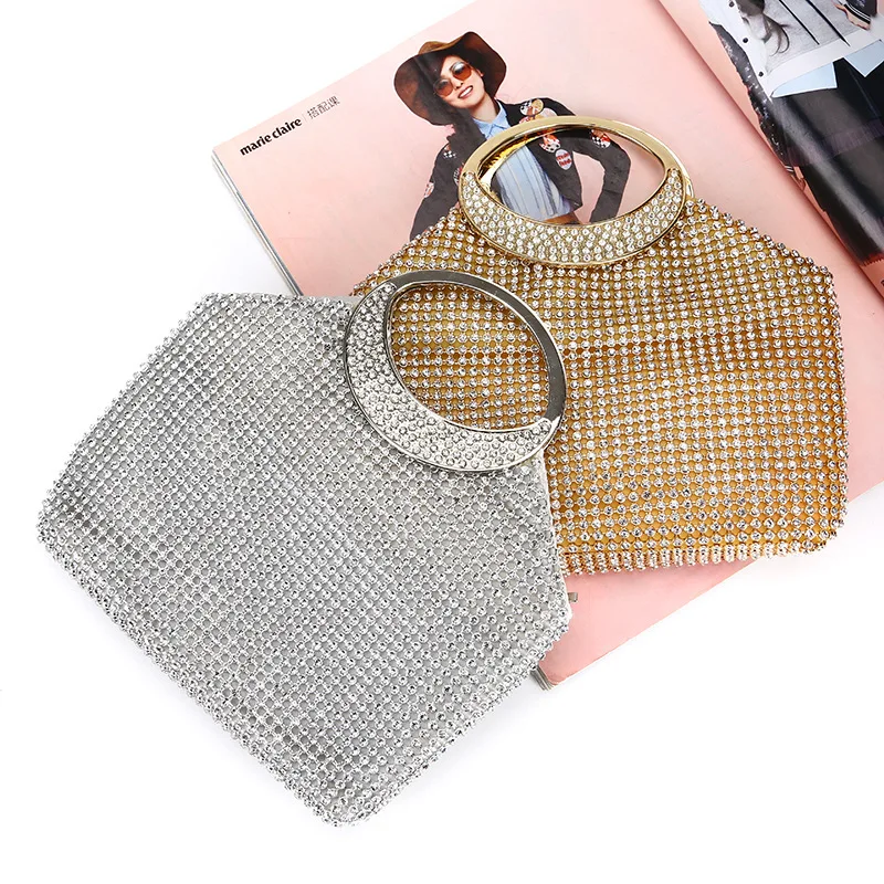 

Cross-border Diamond Set-up Dinner Package Handbag Fashion Lady Pure Handmade diamond Banquet Bag Evening Bag SHINE LARGE INS