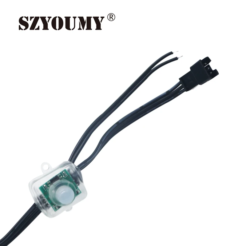 SZYOUMY квадратный Тип DC12V 5 V 12 мм WS2811 светодиодный пиксельный узел свет Смарт модуль rgb полный Цвет 20AWG все черный провод Водонепроницаемый