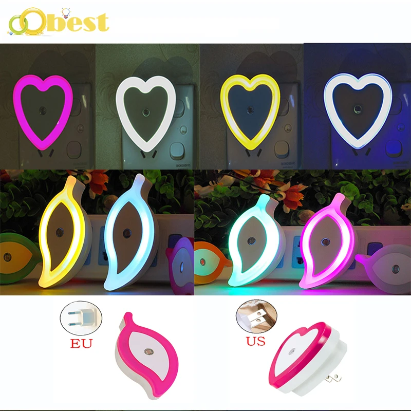 

US/EU plug leaf shape energy-saving light control night light LED sensor light smart home night light baby bedroom lamp