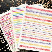 Новейший дизайн SOLONAIL-141, 3d наклейки для дизайна ногтей, летние белые цветные линии, магические инструменты для дизайна ногтей