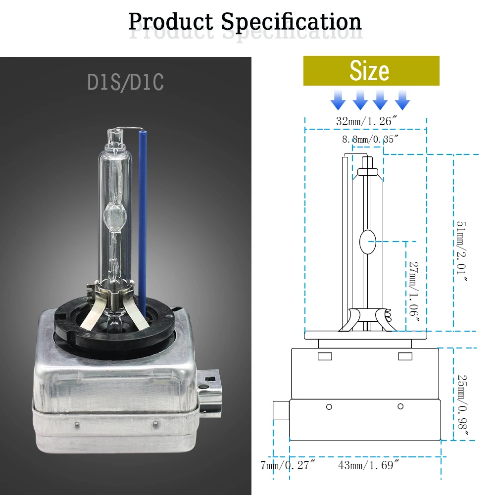 35 Вт D1S D1C Авто HID ксеноновая лампа светильник 4300 K-10000 K 12V Замена для OSRAM или PHILIPS GE совместим с 66043 66144 85410 UB