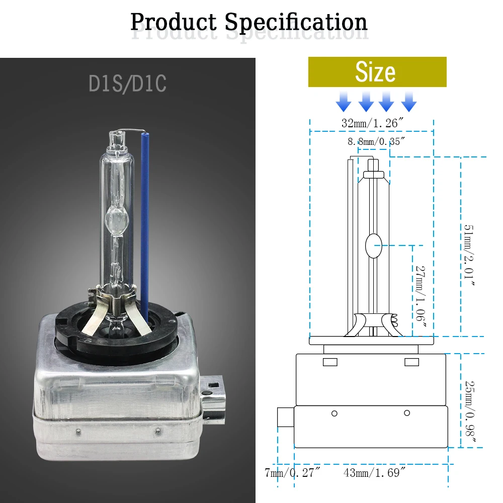 Lâmpada de Luz Xenon para Carro Substituição para Osram Compatível com 66043 Lâmpada 4300k-10000k 12v ou Philips ge 66144 85410 ub 35w D1s D1c Hid 5 Lâmpadas de farol de carro (Xenon)