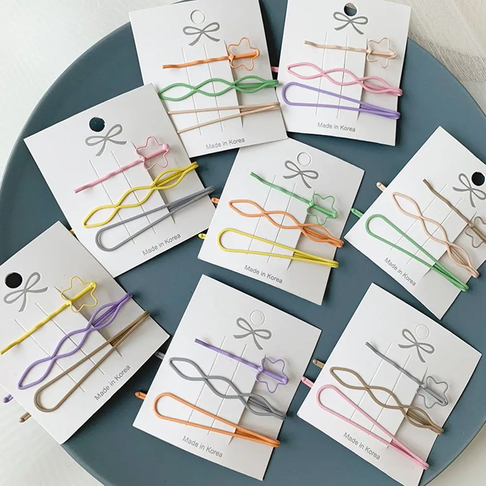 

3Pcs/set Korea Simple Metal Hair Clips for Women Geometric Rhombus Candy Color Hairpins Barrettes Hairgrips Hair Accessories
