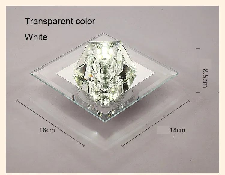 Креативный квадратный светодиодный потолочный светильник, хрустальная лампа для прихожей, фойе, коридора, встраиваемый/потолочный зеркальный стеклянный потолочный светильник - Цвет корпуса: Transparent w