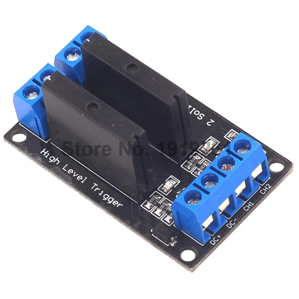 

5V 12V 24V 3-24V 2 Channel Solid State Relay Module High Level Trigger DC-AC/DC-DC 250V 2A Output with Resistive Fuse