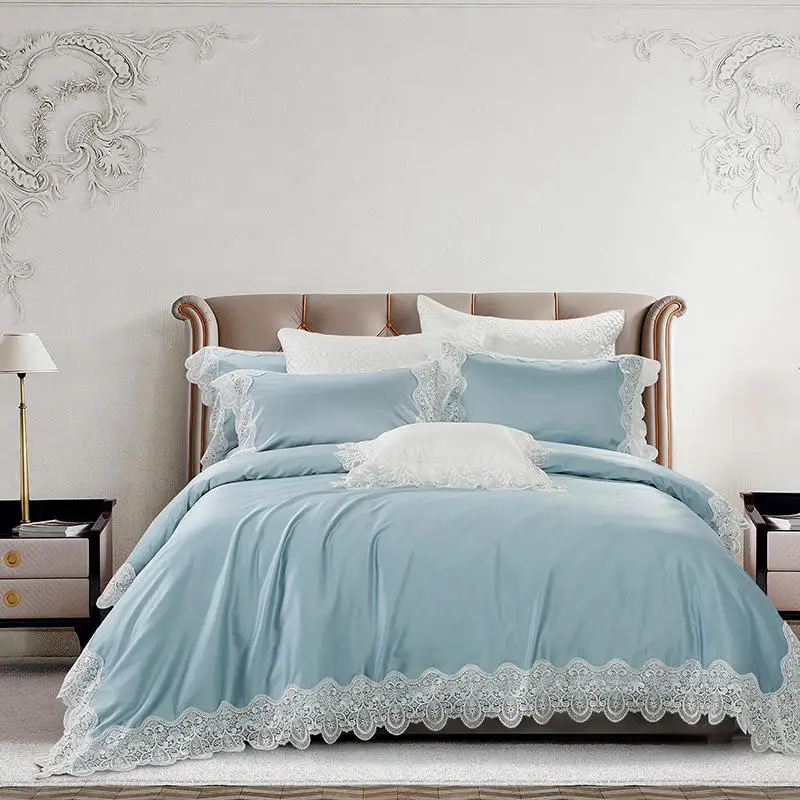 

White Silver Blue Luxury King size Bedding Set Egyptian cotton Queen Size Bed sheet set Duvet Cover Linens juego de cama