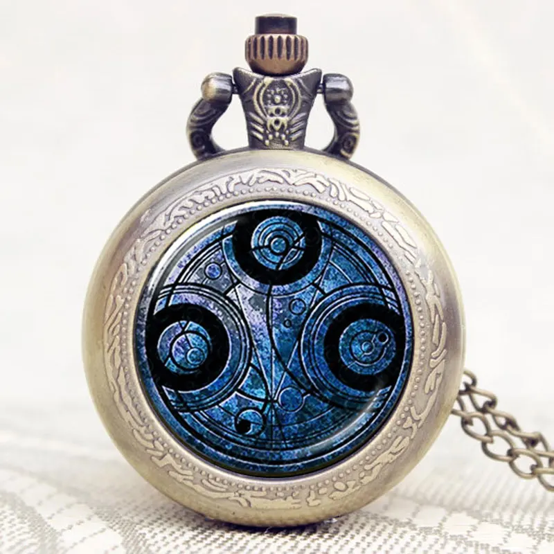 Новое поступление года Ретро Бронзовый Доктор Кто кварцевое ожерелье с подвеской карманные часы цепи подарок для мужчин женщина