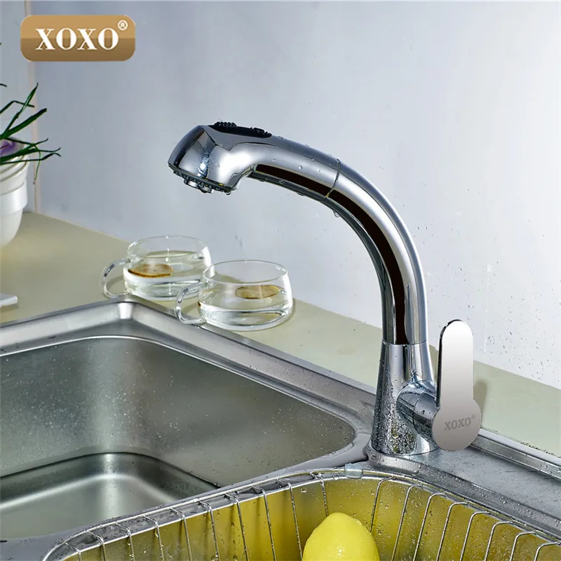  XOXO Free Shipping Brass cold and hot Water Mixer Kitchen Faucet head Pull out chrome mixer 360 Deg - 32832358861