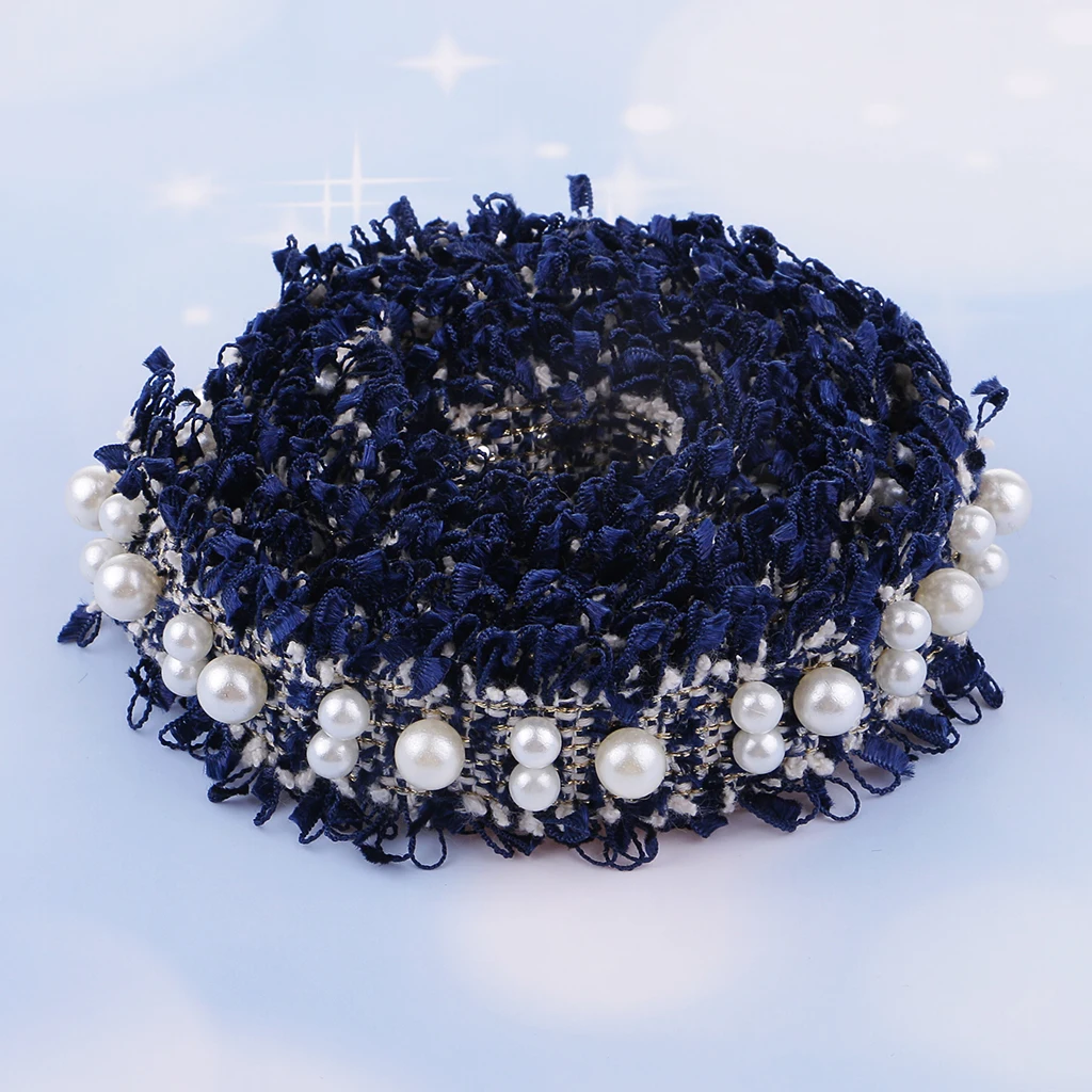 3pcs/1 Yards Handmade Pearl Beaded Embroidery Ribbon Lace Trim Embellishment for Wedding Party Christmas 3/4.5cm